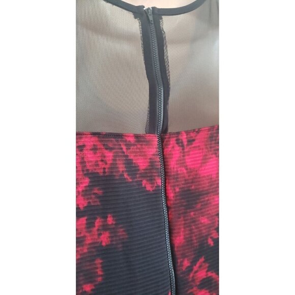 SHEATH RED FLOWER MIDI MESH SLEEVELESS DRESS SZ 12 - Picture 5 of 6